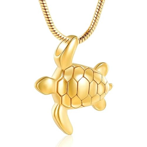 ZEZILE Meeresschildkröte Urne Halskette für Asche Edelstahl Einäscherung Schmuck für Frauen Männer Asche Anhänger Andenken Denkmal für Halskette von ZEZILE