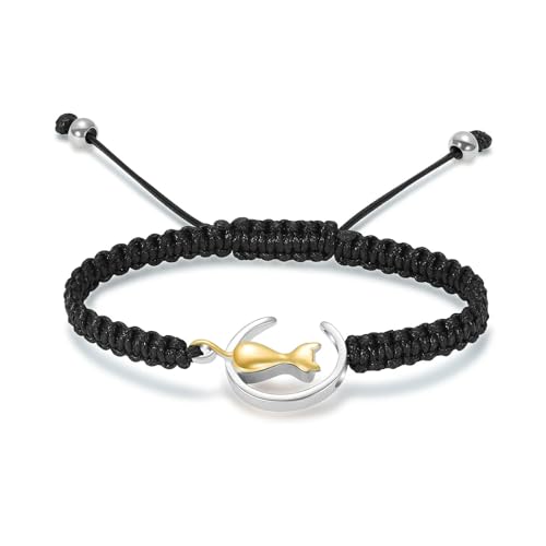 ZEZILE Mond Urne Armband für Asche Katze Einäscherung Schmuck Verstellbare Andenken Gedenkschmuck Edelstahl Asche Armband für Frauen von ZEZILE