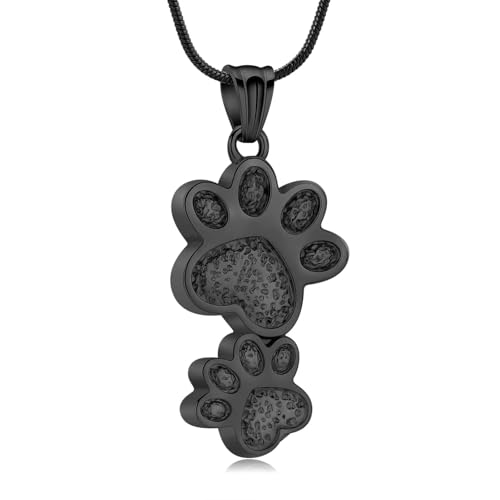 ZEZILE Pfotenabdruck Urne Halsketten für Asche Edelstahl Haustier Hund Katze Einäscherung Schmuck Memorial Asche Anhänger Andenken Geschenk für Frauen Männer von ZEZILE