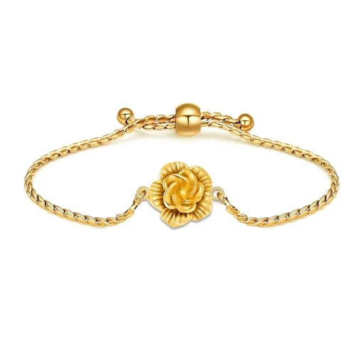 ZEZILE Rose Blume Urne Armband für Asche für Frauen Edelstahl Verstellbarer Armreif Einäscherung Gedenkschmuck Beerdigung Andenken Geschenk von ZEZILE