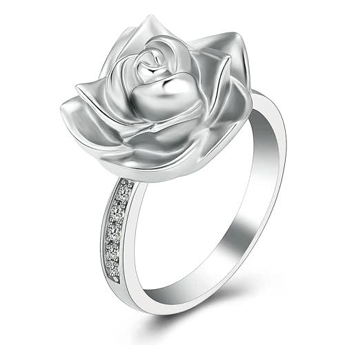 ZEZILE Rose Blume Urne Ring für Mensch/Haustier Asche Andenken Gedenkschmuck Kann graviert werden Einäscherung Fingerringe von ZEZILE