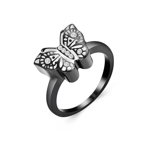 ZEZILE Schmetterling Einäscherung Schmuck Ring hält geliebte Menschen Asche Urne Finger Ring für Asche für Frauen Memorial Andenken Schmuck von ZEZILE