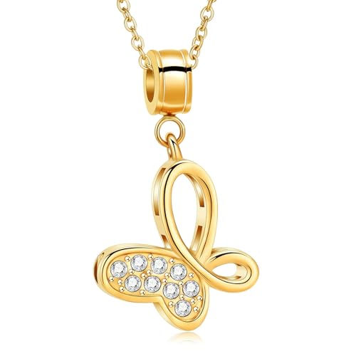 ZEZILE Schmetterling Urne Halskette für Asche Kristall Einäscherung Schmuck Edelstahl Asche Anhänger für Frauen Andenken Denkmal für Schmuck von ZEZILE