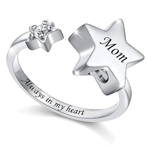 ZEZILE Stern Urne Fingerring für Asche für Frauen Edelstahl Memorial Asche Andenken Offener Finger Ring für Frauen von ZEZILE