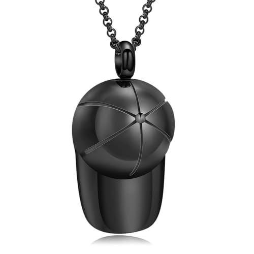 ZEZILE Urne Halskette für Asche Baseball Kappe Einäscherung Schmuck Edelstahl Memorial Anhänger Andenken Schmuck Halskette für Männer Frauen von ZEZILE
