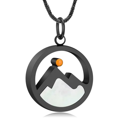 ZEZILE Urne Halskette für Asche Berg Andenken Einäscherung Schmuck Edelstahl Esche Anhänger für Frauen Männer Memorial Esche Halskette von ZEZILE