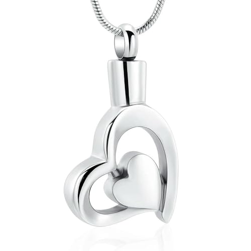 ZEZILE Urne Halskette für Asche Doppelherz Einäscherung Schmuck für Frauen Männer Edelstahl Urne Medaillon Andenken Memorial Asche Schmuck ZEZILE Urne Halskette für Asche Doppelherz Einäscherung Schmuck für Frauen Männer Edelstahl Urne Medaillon Andenken Memorial Asche Schmuck von ZEZILE