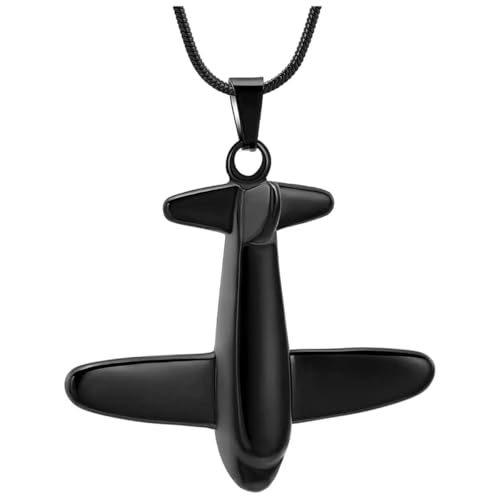 ZEZILE Urne Halskette für Asche Flugzeug Einäscherung Schmuck Edelstahl Andenken Memorial Urne Schmuck Asche Anhänger für Frauen Männer von ZEZILE