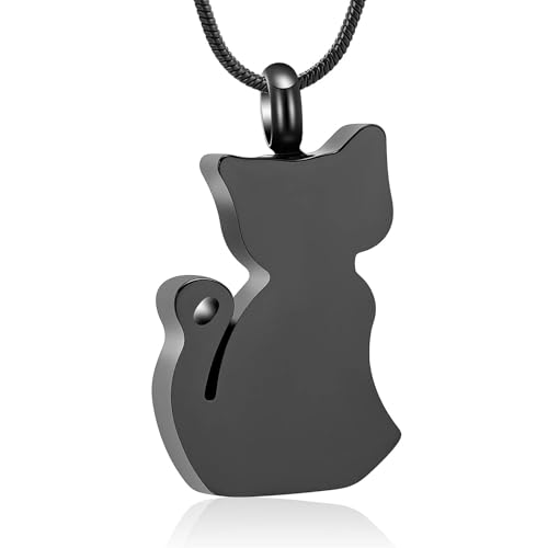 ZEZILE Urne Halskette für Asche Katze Einäscherung Schmuck Edelstahl Asche Anhänger Haustier Katze Andenken Memorial Urne Schmuck für Frauen Männer von ZEZILE