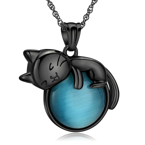 ZEZILE Urne Halskette für Asche Katze Mondstein Einäscherung Schmuck Haustier Edelstahl Memorial Urne Schmuck Andenken Anhänger für Frauen Männer von ZEZILE