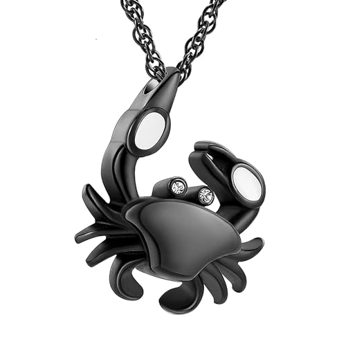 ZEZILE Urne Halskette für Asche Krabbe Einäscherung Schmuck Edelstahl Asche Anhänger Andenken für Schmuck Gedenkkette für Frauen Männer von ZEZILE