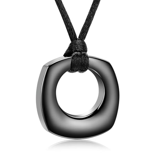 ZEZILE Urne Halskette für Asche Quadrat Ring Einäscherung Schmuck Asche Anhänger Edelstahl Andenken Denkmal für Schmuck für Frauen Männer ZEZILE Urne Halskette für Asche Quadrat Ring Einäscherung Schmuck Asche Anhänger Edelstahl Andenken Denkmal für Schmuck für Frauen Männer von ZEZILE