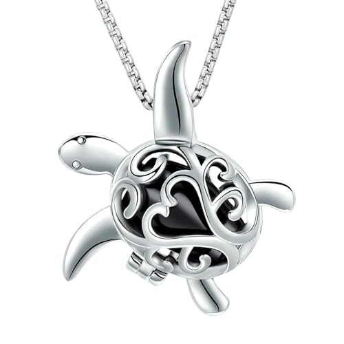 ZEZILE Urne Halskette für Asche Schildkröte Einäscherung Schmuck Edelstahl Asche Anhänger für Frauen Männer Memorial Haustier Asche Andenken Schmuck von ZEZILE