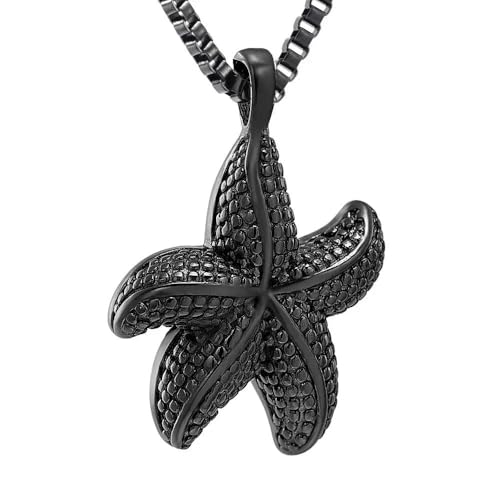 ZEZILE Urne Halskette für Asche Seestern Einäscherung Schmuck Edelstahl Asche Anhänger für Frauen Männer Gedenkschmuck Andenken Halskette von ZEZILE