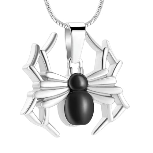 ZEZILE Urne Halskette für Asche Spinne Form Einäscherung Schmuck für Männer Edelstahl Asche Anhänger Andenken Memorial Haustier Asche Schmuck von ZEZILE