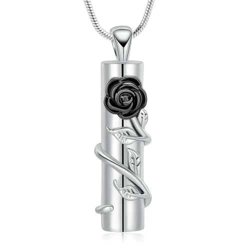 ZEZILE Zylinder Urne Halskette für Asche Rose Einäscherung Schmuck Edelstahl Memorial Asche Andenken Anhänger Schmuck für Männer Frauen von ZEZILE