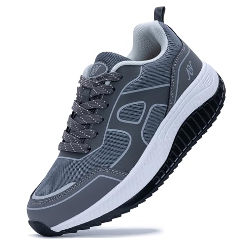 ZF ZEFUHER Damen-Wanderschuhe mit Fußgewölbeunterstützung, orthopädische Plantarfasziitis, Turnschuhe, Tennis-Laufschuhe, GRAU, 41.5 EU von ZF ZEFUHER