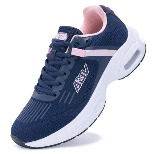 ZF ZEFUHER Damen-Wanderschuhe mit Fußgewölbeunterstützung, orthopädische Turnschuhe für Plantarfasziitis, Tennis, Laufschuhe, A-navypink, 37 EU von ZF ZEFUHER