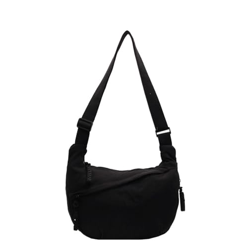 ZFEZYXA Halbmond Umhängetasche Crossbody Bag, Hobo Casual Crossbody Bag, Hobo Tasche Schultertasche Slouchy Bag Bauchtasche Crossbag Damen-Schultertaschen (Nylon Schwarz) von ZFEZYXA