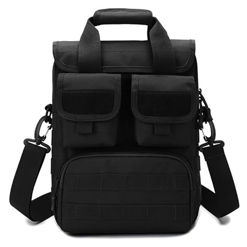 Taktische Umhängetasche, MOLLE Sling Pack Aktentasche Gear Utility Carry Satchel EDC Tool Handtasche für 12-Zoll-Laptops(Black) von ZFFOZZ