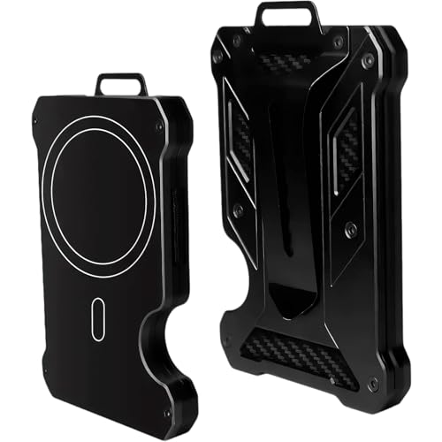 ZFFOZZ Kohlenstofffasern Magnetisches Portemonnaie Kartenhalter, Magnetisches Portemonnaie Kompatibel mit MagSafe, Multifunktion - Handyhalter, RFID - Abschirmkarte von ZFFOZZ