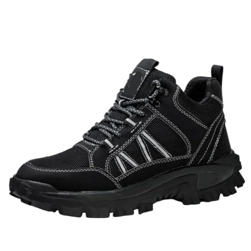 ZFIHAV Arbeitsschuhe Arbeitsstiefel for Männer wasserdichte Stahlkappe Sicherheitsarbeitsschuhe Turnschuhe männliche Schuhe(Black,41) von ZFIHAV