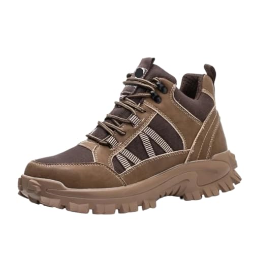 ZFIHAV Arbeitsschuhe Arbeitsstiefel for Männer wasserdichte Stahlkappe Sicherheitsarbeitsschuhe Turnschuhe männliche Schuhe(Brown,43) von ZFIHAV