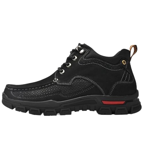 ZFIHAV Arbeitsschuhe Herren Outdoor Schuhe Echtleder Stiefel Retro Arbeitsschuh Plateauschuhe Arbeitsstiefel for(Black,41) von ZFIHAV