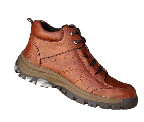 ZFIHAV Arbeitsschuhe Sicherheitsarbeitsstiefel Stahlkappe Durchstichsichere, unzerstörbare Sicherheitsschuhe Bauschweißarbeitsstiefel Arbeitsstiefel(Brown,41) von ZFIHAV