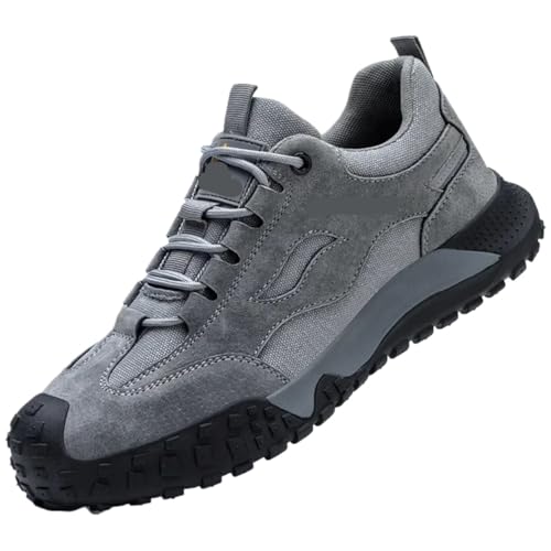ZFIHAV Arbeitsschuhe Stahlkappenschuhe for Männer, Sicherheitsstiefel mit Verbrühungs- und Schlagschutz sowie durchstichsichere Herrenschuhe(Gray,44) von ZFIHAV