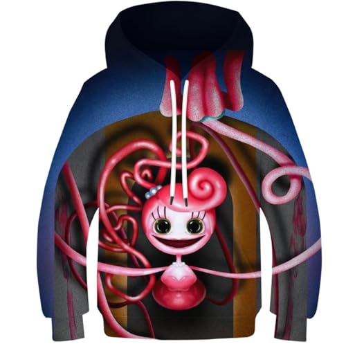 ZFISH 3D Jungen Mädchen Sweatshirts Poppy Playtime Bedruckte Hoodies Lässige Pullover Kapuzenpullover Langarm Sweatshirts Herbst/Winter Kleidung Mit Tasche 6-7 Jahre von ZFISH