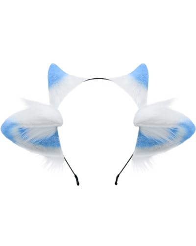 ZFKJERS Cosplay Pelziges Lammohren-Stirnband Weiches Tierohr-Haar-Accessoire für Halloween (Blau) von ZFKJERS