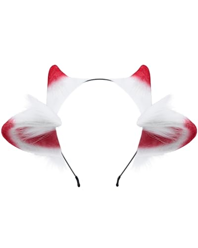 ZFKJERS Cosplay Pelziges Lammohren-Stirnband Weiches Tierohr-Haar-Accessoire für Halloween (Rot) von ZFKJERS
