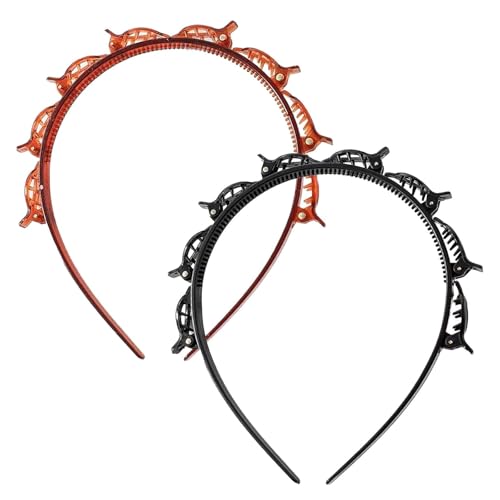 Haarreif, Haarreif, 2 Haarnadeln mit Doppelfransen, Haarreifen mit Clips, rutschfeste Haarbänder, elegantes Stirnband für Damen und Mädchen Haarreif, Haarreif, 2 Haarnadeln mit Doppelfransen, Haarreifen mit Clips, rutschfeste Haarbänder, elegantes Stirnband für Damen und Mädchen von ZFLYXIAOHUA