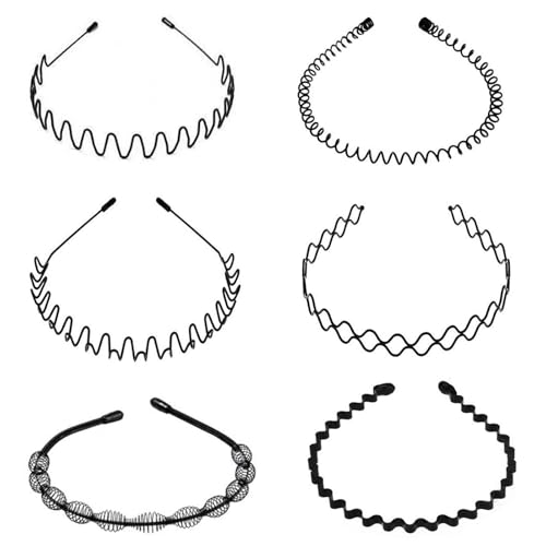 Haarreife, 6 Stück Haarreif aus Metall, gewelltes Haarband, Unisex, Haarreif aus Metall, geeignet für Sport, Yoga, Make-up (mehrere Stile) von ZFLYXIAOHUA