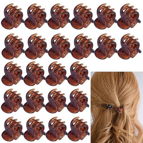 Haarspangen, 24 Stück Mini-Haarspangen, Haarspangen, Haarspangen, rutschfest, für Damen, kleine Haarspangen, geeignet für Mädchen und Damen (braun) von ZFLYXIAOHUA