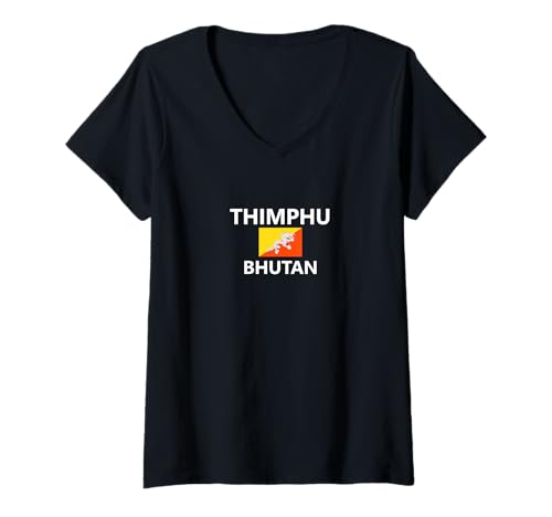 Damen Thimphu Bhutan Flagge Stadt T-Shirt mit V-Ausschnitt Damen Thimphu Bhutan Flagge Stadt T-Shirt mit V-Ausschnitt von ZFQWvJBLWJHBSY Creationz Co