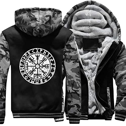 ZFSBRTL Nordic Herren Plüsch Pullover Zip Hoodie, Wikinger Drucken Vegvisir Rune Tattoo Totem Winter Warme Kleidung Streetwear Sweatshirt Kapuzenjacke Kostüm,H,M ZFSBRTL Nordic Herren Plüsch Pullover Zip Hoodie, Wikinger Drucken Vegvisir Rune Tattoo Totem Winter Warme Kleidung Streetwear Sweatshirt Kapuzenjacke Kostüm,H,M von ZFSBRTL