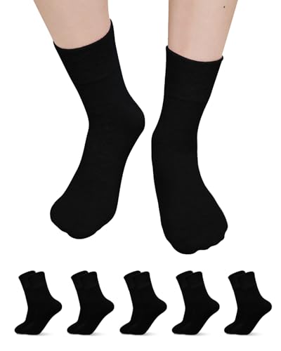 ZFSOCK Damen Socken Baumwolle Crew: Atmungsaktiv Baumwollsocken mit Komfortbund und Nahtlosen Zehen - Ideal für Mädchen im Büro Schule und Freizeit, Schwarze 5 Paar, 35-38 ZFSOCK Damen Socken Baumwolle Crew: Atmungsaktiv Baumwollsocken mit Komfortbund und Nahtlosen Zehen - Ideal für Mädchen im Büro Schule und Freizeit, Schwarze 5 Paar, 35-38 von ZFSOCK