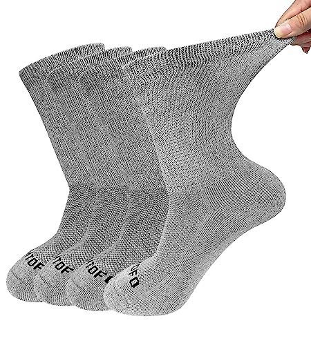 ZFSOCK Diabetiker Socken Herren Damen: Diabetikersocken Ohne Gummibund Ohne Naht Baumwolle Gesundheitssocken Ohne Gummi Wadenlange Business Socken mit Komfortbund Plüschsohle 39-42 Grau 4 Paar von ZFSOCK