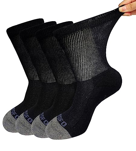 ZFSOCK Diabetiker Socken Herren Damen: Diabetikersocken Ohne Gummibund Ohne Naht Baumwolle Gesundheitssocken Ohne Gummi Wadenlange Business Socken mit Komfortbund Plüschsohle 39-42 Schwarz 4 Paar von ZFSOCK