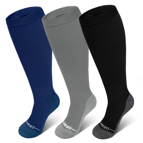 ZFSOCK Kompressionsstrümpfe Dicke Waden Herren: Stützstrümpfe Damen Nahtlose Medizinisch Kompressionssocken Übergröße Männer Frauen Thrombosestrümpfe für Krampfadern Flug Laufen Reisen 3XL Mehrfarbig von ZFSOCK