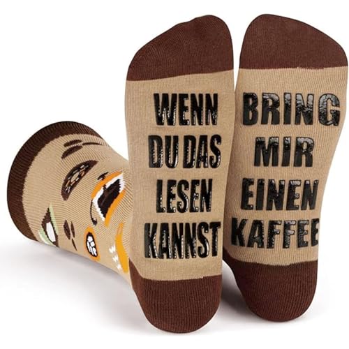 ZFSOCK Lustige Socken Geschenke für Männer: Wenn Du Das Lesen Kannst Bring Mir Kaffee Rutschfeste Spruch auf Sohle Herren Weihnachtsgeschenke Wichtelgeschenk Scherzartikel für Beste Freundin Bruder von ZFSOCK