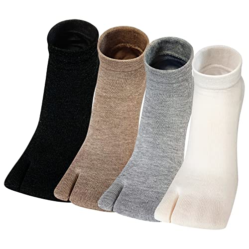 Tabi Socken Damen Flip Flop Zehensocken Baumwolle Geta Socken Kurze Zwei-ZehenSocken Japanische Stil Bunt Lustig Sakura-Muster Größe 35-41 (4 paare-Einfarbig) von ZFSOCK