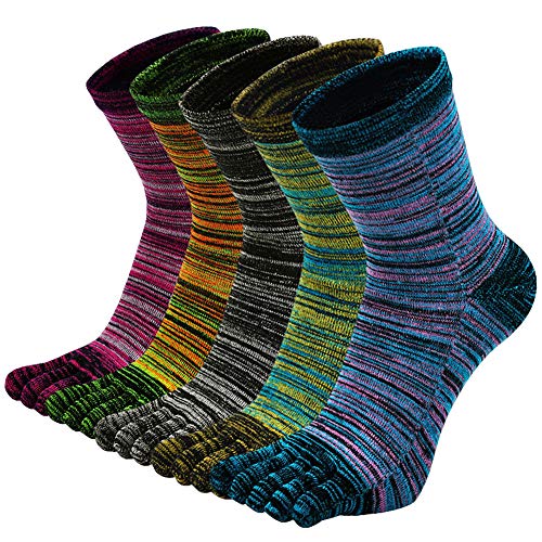 ZFSOCK Zehensocken Herren Baumwolle Five Finger Socken Männer Bunte Socken mit Zehen für Laufen Arbeit Sports,5 Paare,EU 39-44,Beschwingt 1 von ZFSOCK