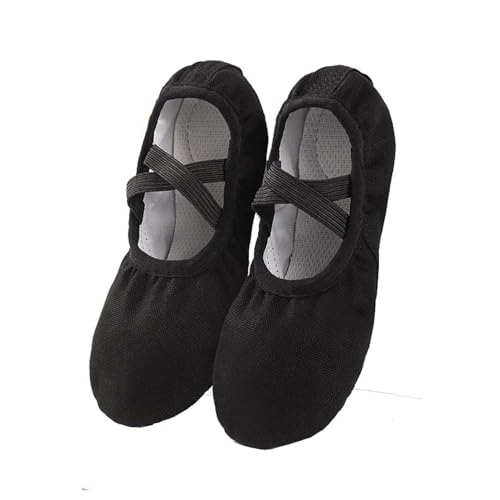 ZFUNKQ Ballettschuhe für Mädchen, Damen, Tanzschuhe, Ballerinas, Kinder, Kleinkinder, Leder, Ballett, Tanz, Slipper, Yoga-Schuhe, Schwarz , 23 EU von ZFUNKQ