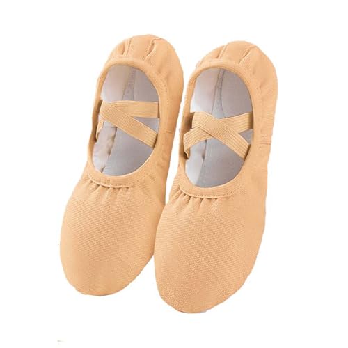 ZFUNKQ Ballettschuhe für Mädchen, Damen, Tanzschuhe, Ballerinas, Kinder, Kleinkinder, Leder, Ballett, Tanz, Slipper, Yoga-Schuhe, camel, 17 EU von ZFUNKQ