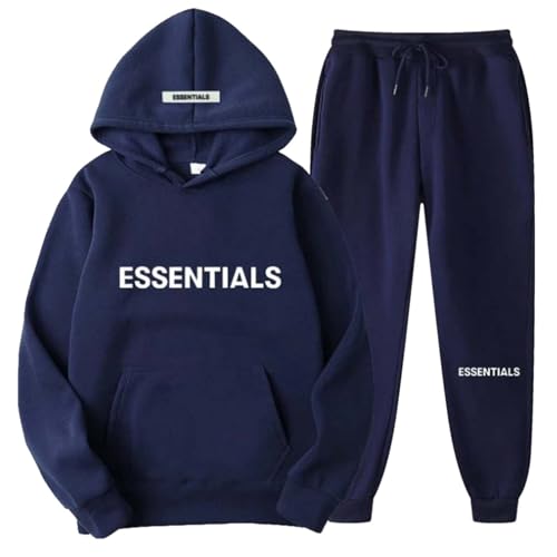 ZFUNKQ Hoodie und Jogginghose Set Damen Herren Trainingsanzug Set Langarm Jogginganzug 2 Teilig Herbst Paar Brief Sweatsuit, navy, 36 von ZFUNKQ