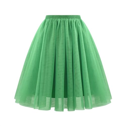 ZFUNKQ Tüllrock für Frauen Layered Tutu Rock Elastische Hohe Taille A-Linie Kurzer Rock Party Mesh Chiffon Plissee Kleid, grün, 48 von ZFUNKQ