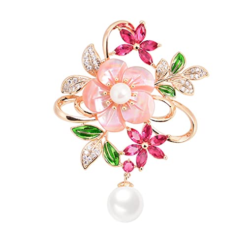 Brosche Rosa Mutter Muschel Brosche weibliche handgemachte Tropfen Öl Temperament Mantel Pin Corsage Jumper Hundert mit Zubehör (Color : Pink_5.9 * 4.0cm) von ZFZL